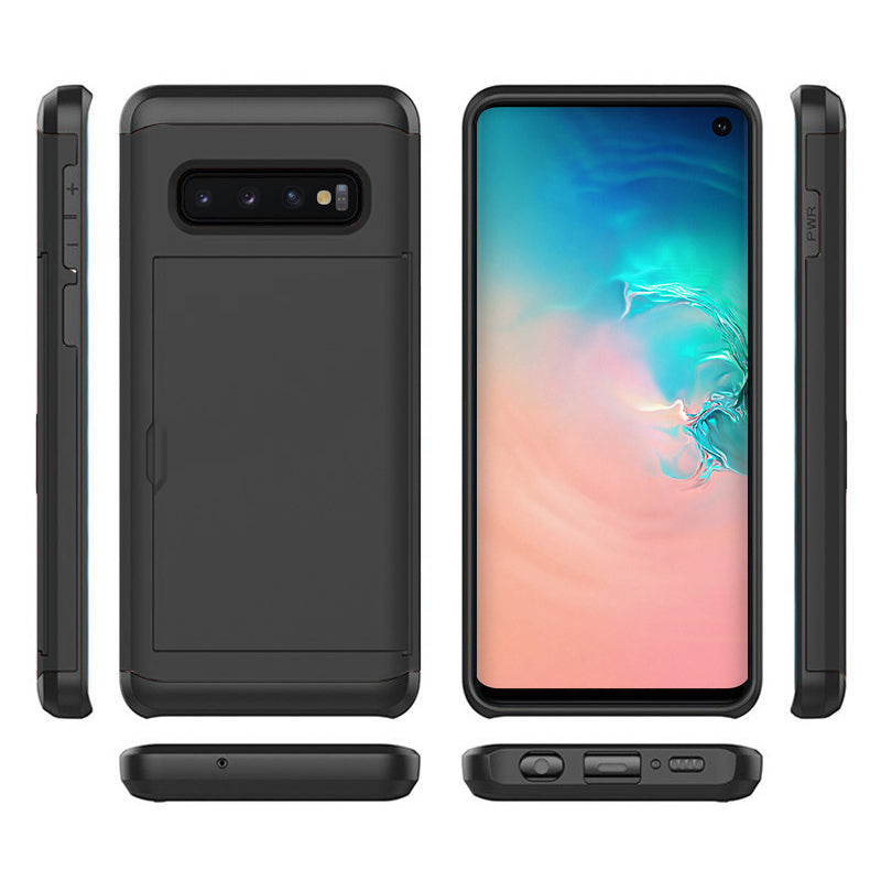 Galaxy S10 Plus Dual-Layer Protective Case with Sliding Card Compartment Galaxy S10 Plus Dual-Layer Protective Case with Sliding Card Compartment